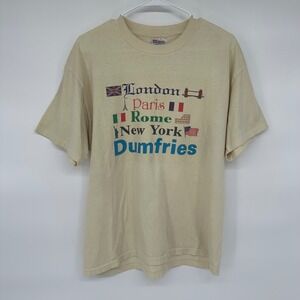 Vintage Hanes Shirt L London Paris Rome New York Dumfries Graphic Single Stitch
